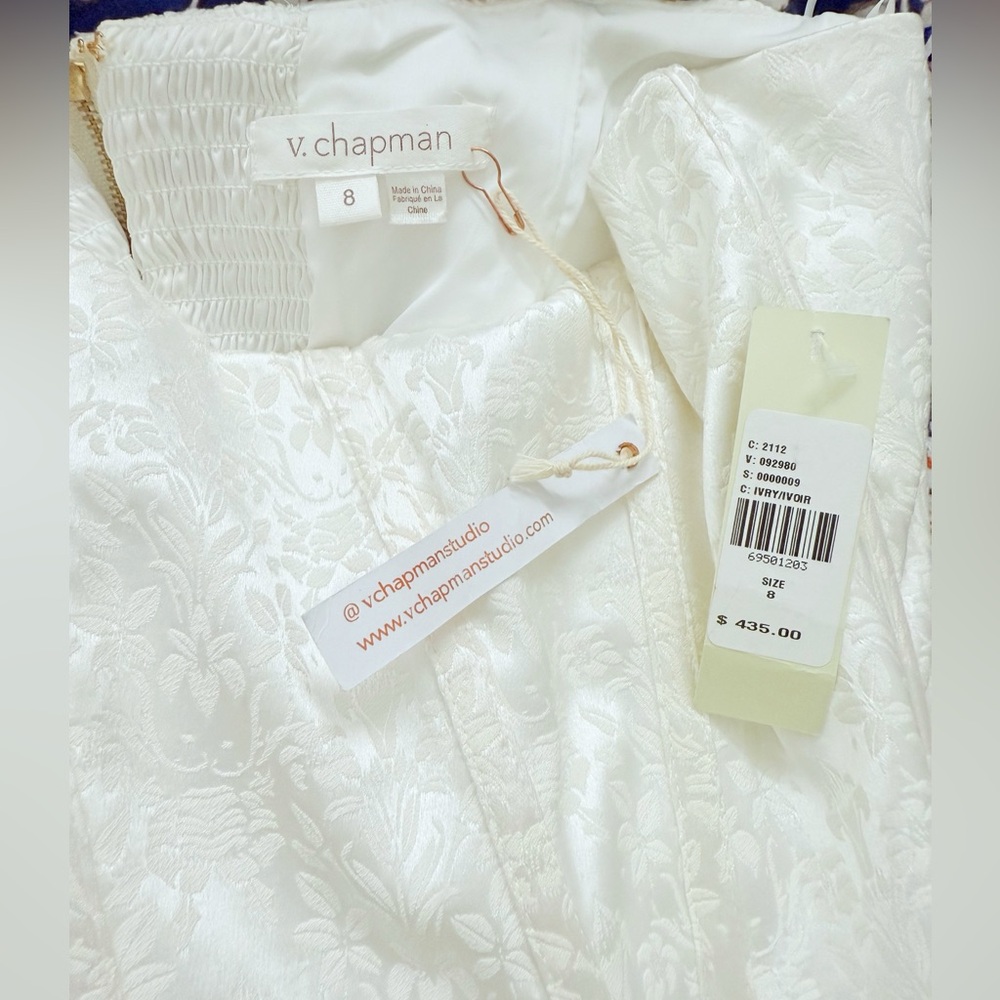 NWT V. Chapman June Dress in White Floral Brocade Sz 8 - Picture 13 of 16